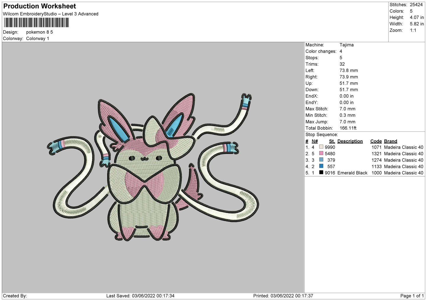 Pokemon 8 Embroidery File 4 size