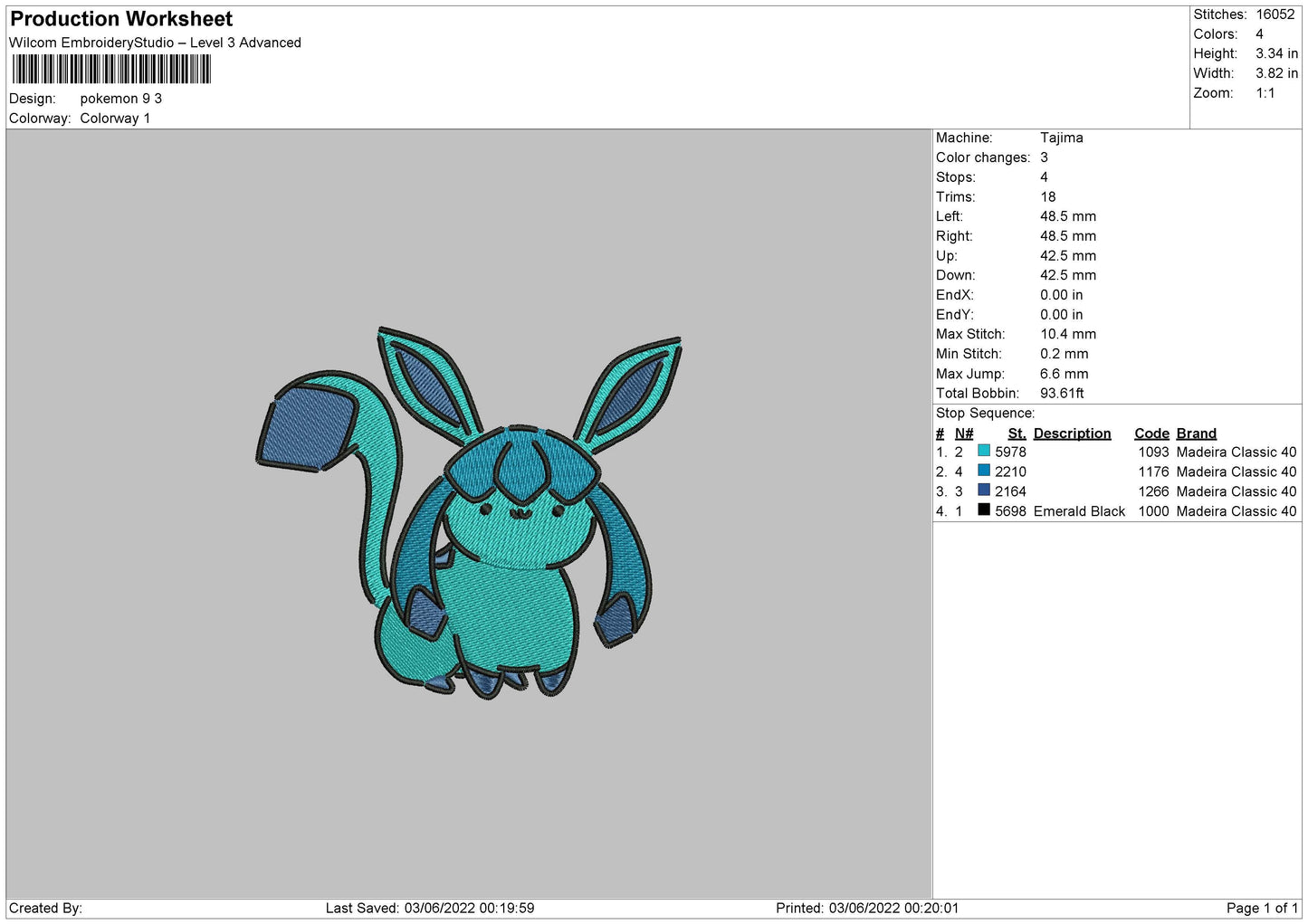Pokemon 9 Embroidery File 4 size