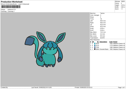 Pokemon 9 Embroidery File 4 size