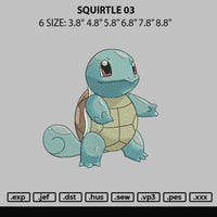 Squirtle03 Embroidery File 6 sizes
