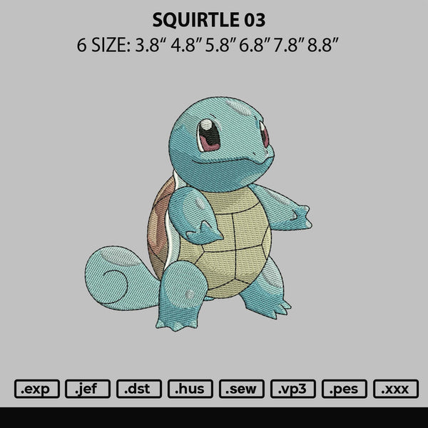 Squirtle03 Embroidery File 6 sizes