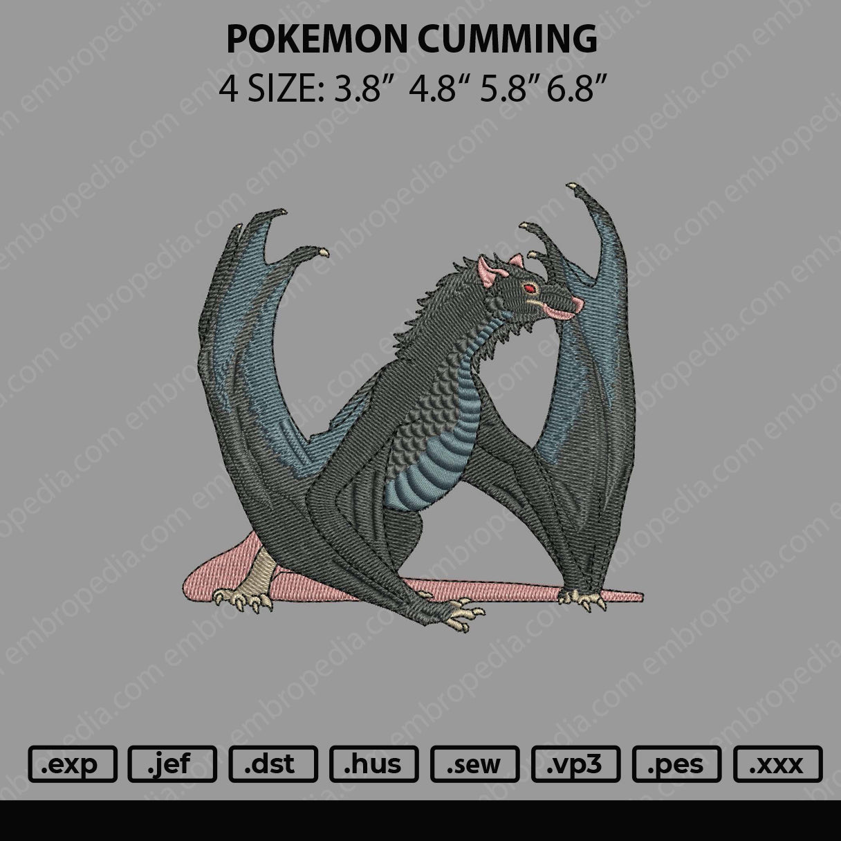 Pokemon Cumming Embroidery File 4 sizes
