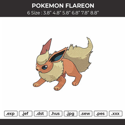 Pokemon Flareon Embroidery File 6 sizes