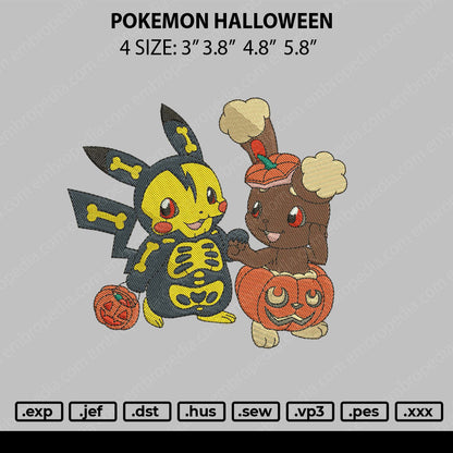 Pokemon Halloween Embroidery File 4 size