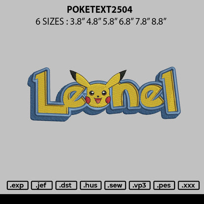 Poketext2504 Embroidery File 6 sizes