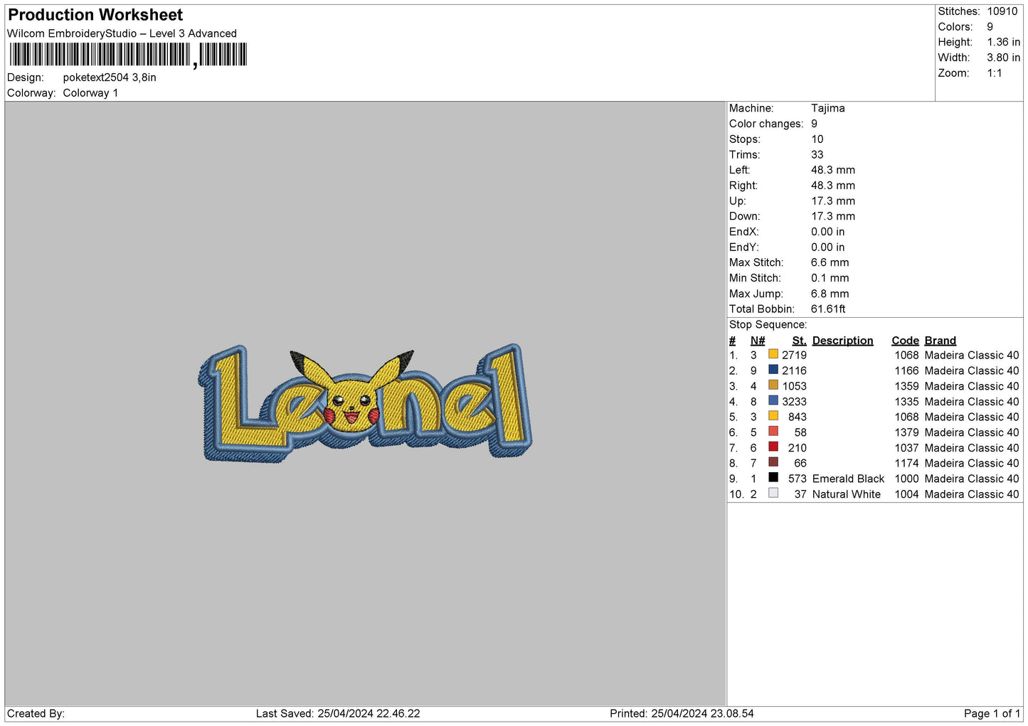 Poketext2504 Embroidery File 6 sizes