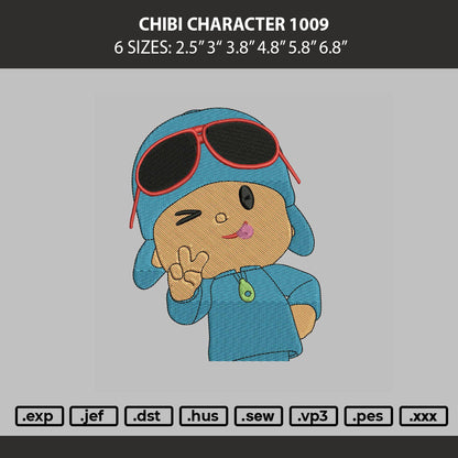 Chibi Character 1009 Embroidery Machine Design File 6 sizes