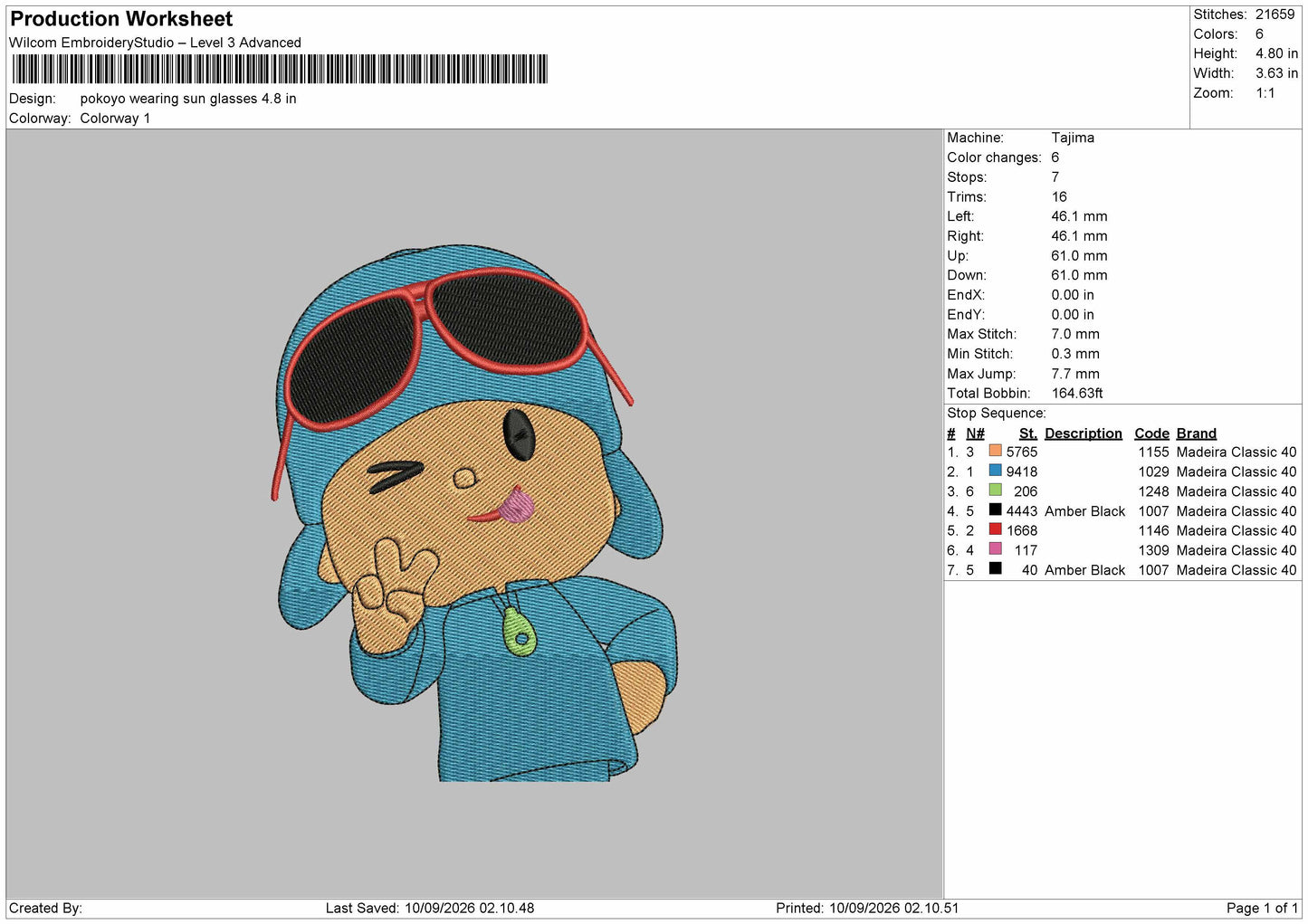 Chibi Character 1009 Embroidery Machine Design File 6 sizes