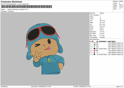 Chibi Character 1009 Embroidery Machine Design File 6 sizes