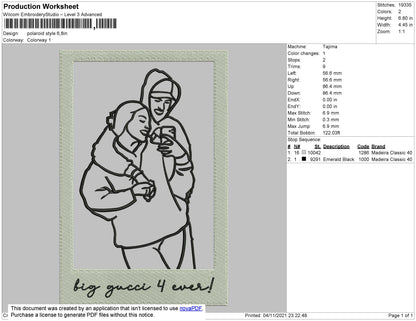 Polaroid Style Embroidery File 4 size