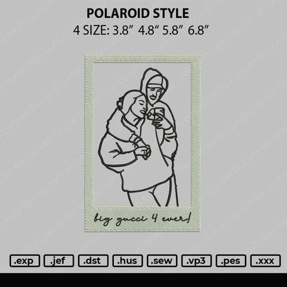 Polaroid Style Embroidery File 4 size