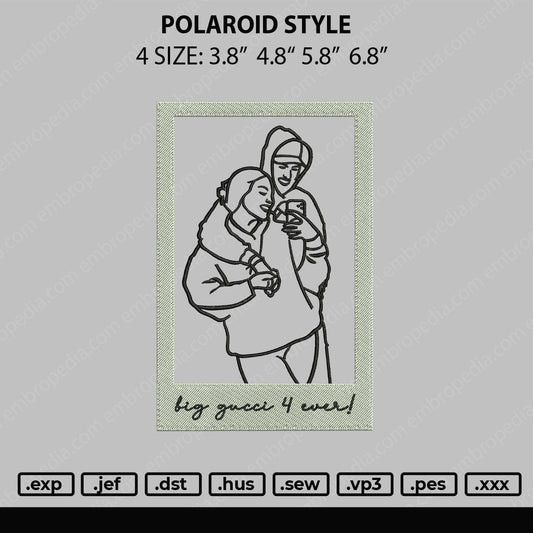 Polaroid Style Embroidery File 4 size