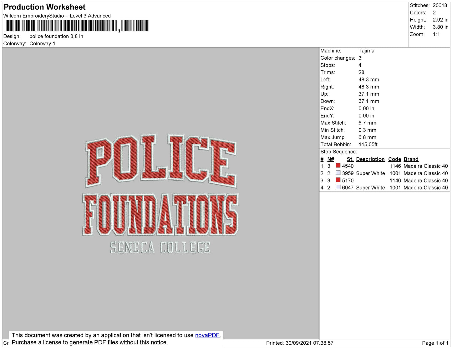 Police Foundation Embroidery File 4 size