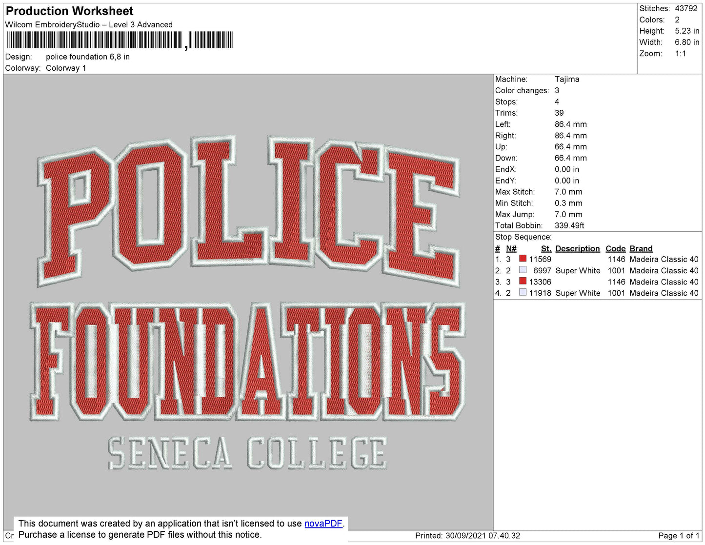Police Foundation Embroidery File 4 size