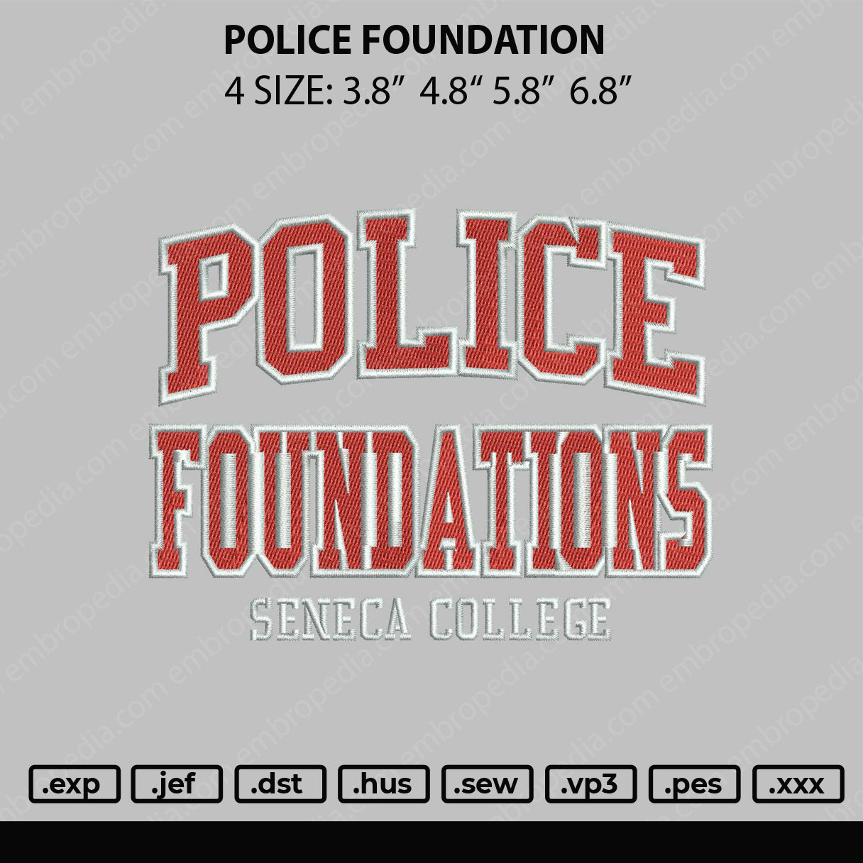 Police Foundation Embroidery File 4 size