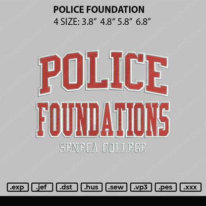 Police Foundation Embroidery File 4 size