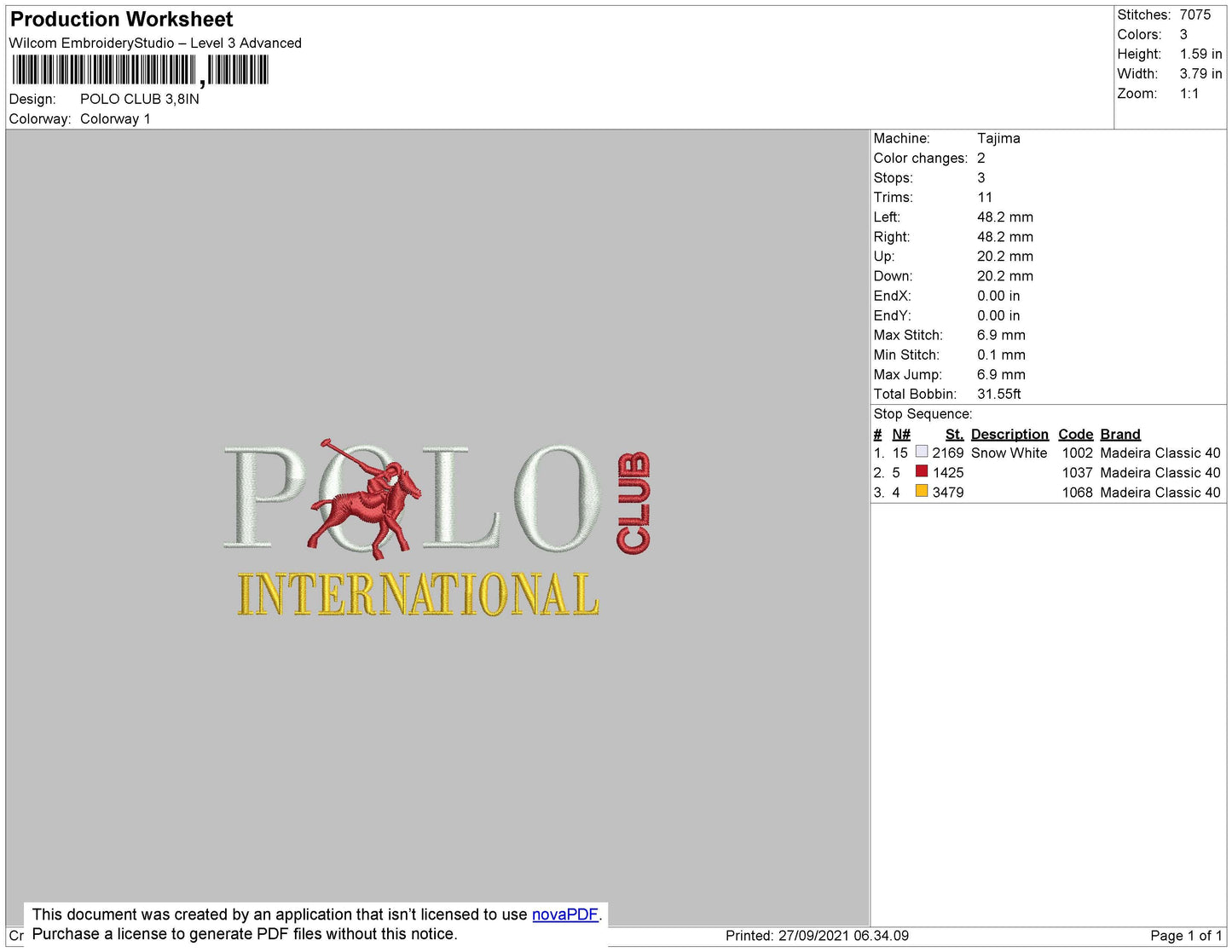 Polo Club Embroidery File 4 size