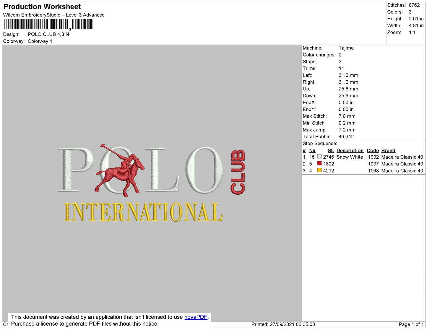 Polo Club Embroidery File 4 size