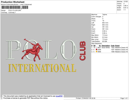 Polo Club Embroidery File 4 size