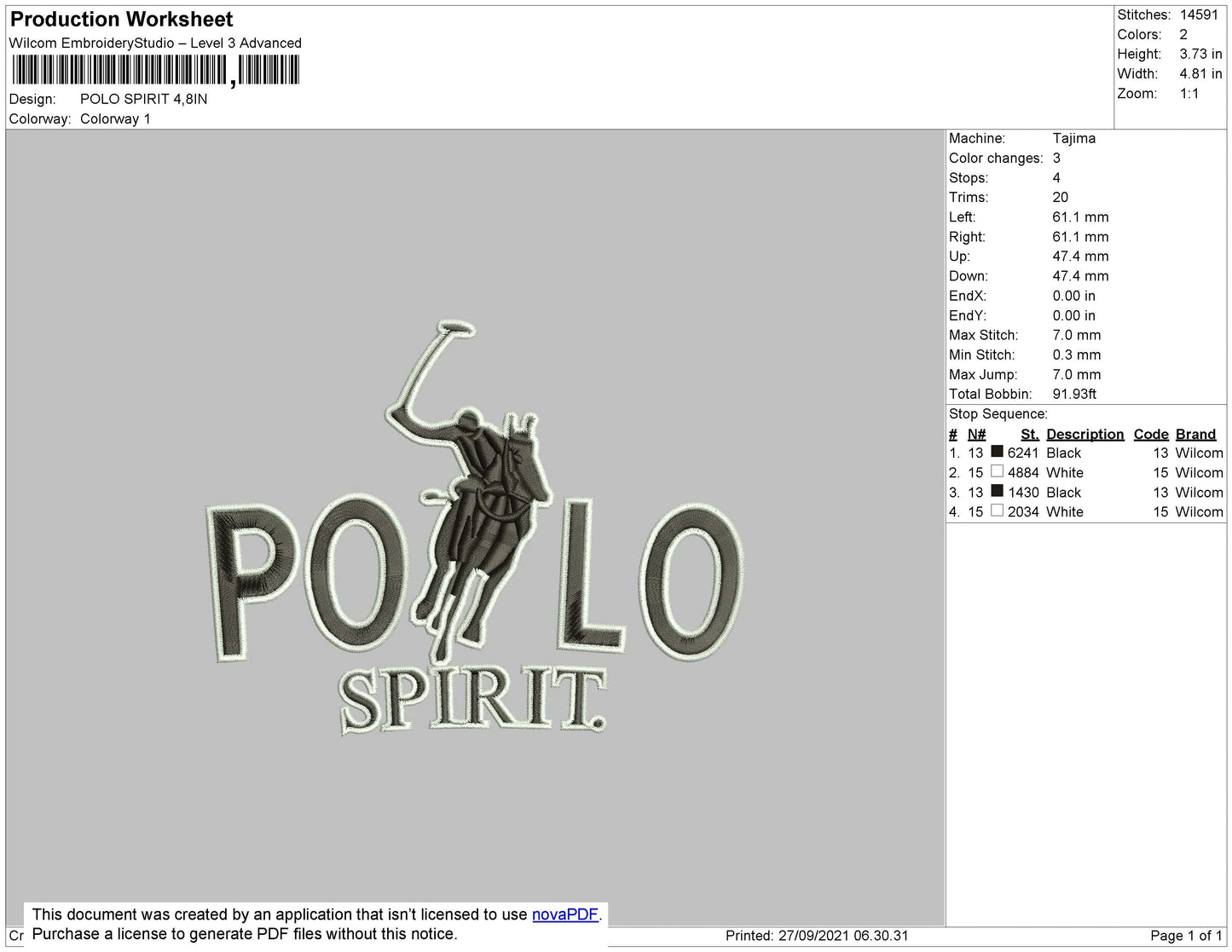 Polo Spirit Embroidery File 4 size