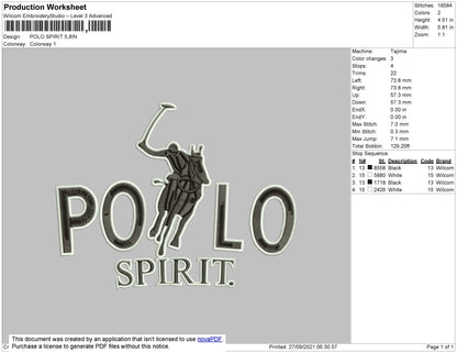 Polo Spirit Embroidery File 4 size