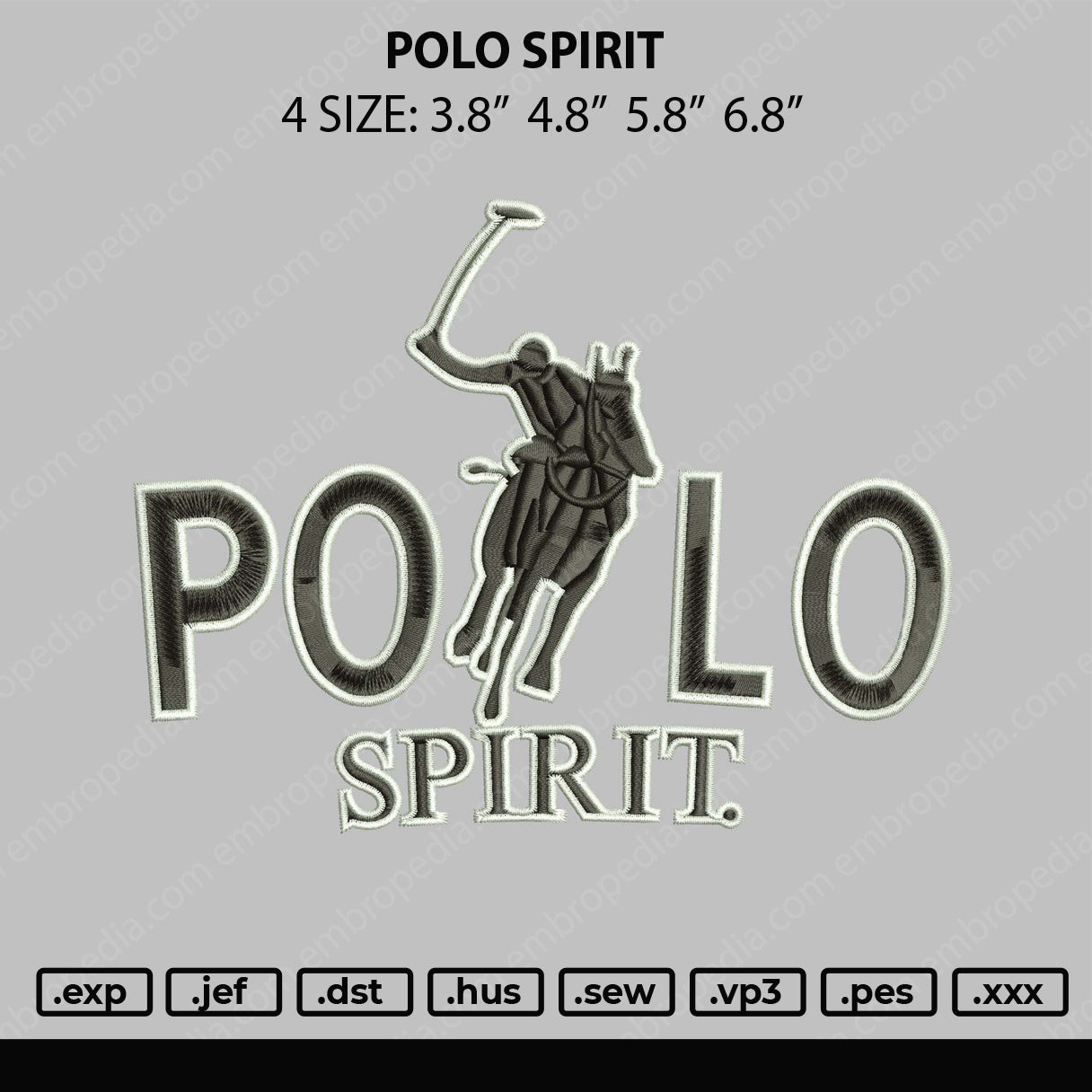 Polo Spirit Embroidery File 4 size