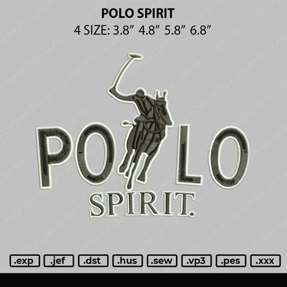 Polo Spirit Embroidery File 4 size