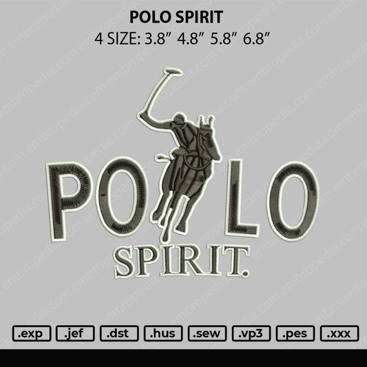 Polo Spirit Embroidery File 4 size