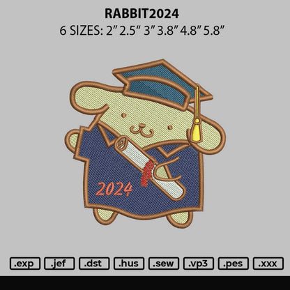 Rabbit2024 Embroidery File 6 sizes