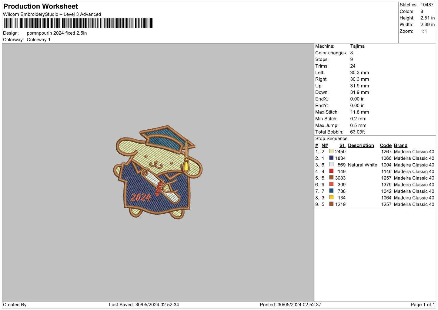 Rabbit2024 Embroidery File 6 sizes