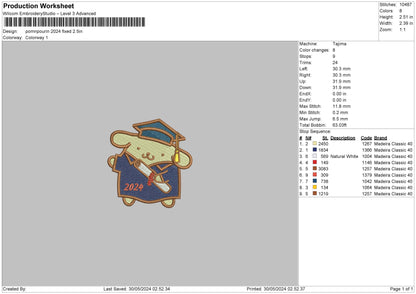 Rabbit2024 Embroidery File 6 sizes