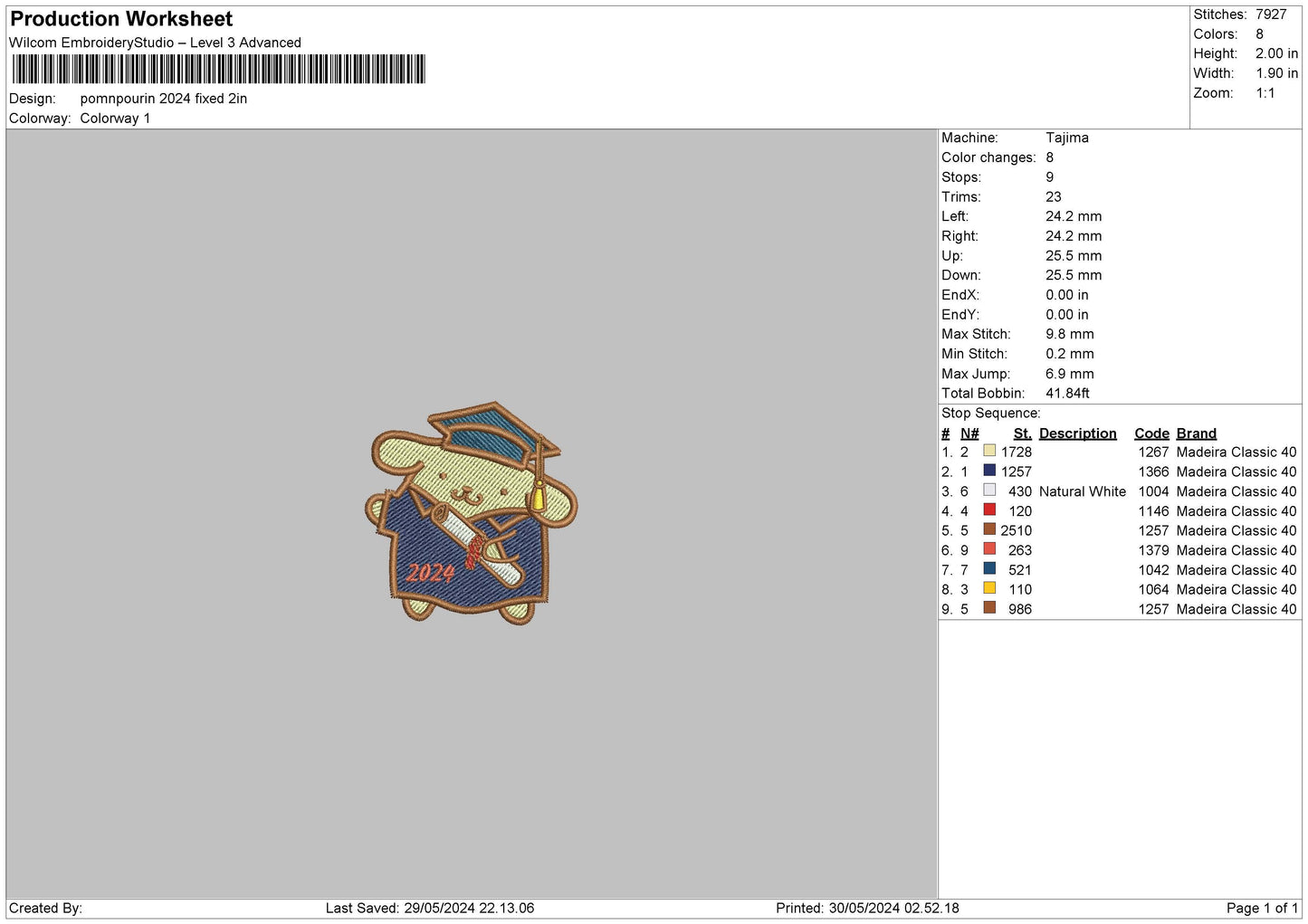 Rabbit2024 Embroidery File 6 sizes