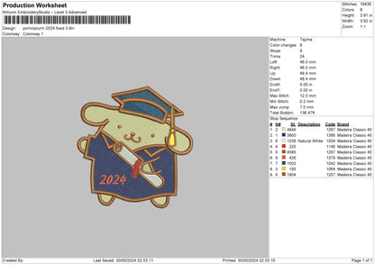 Rabbit2024 Embroidery File 6 sizes