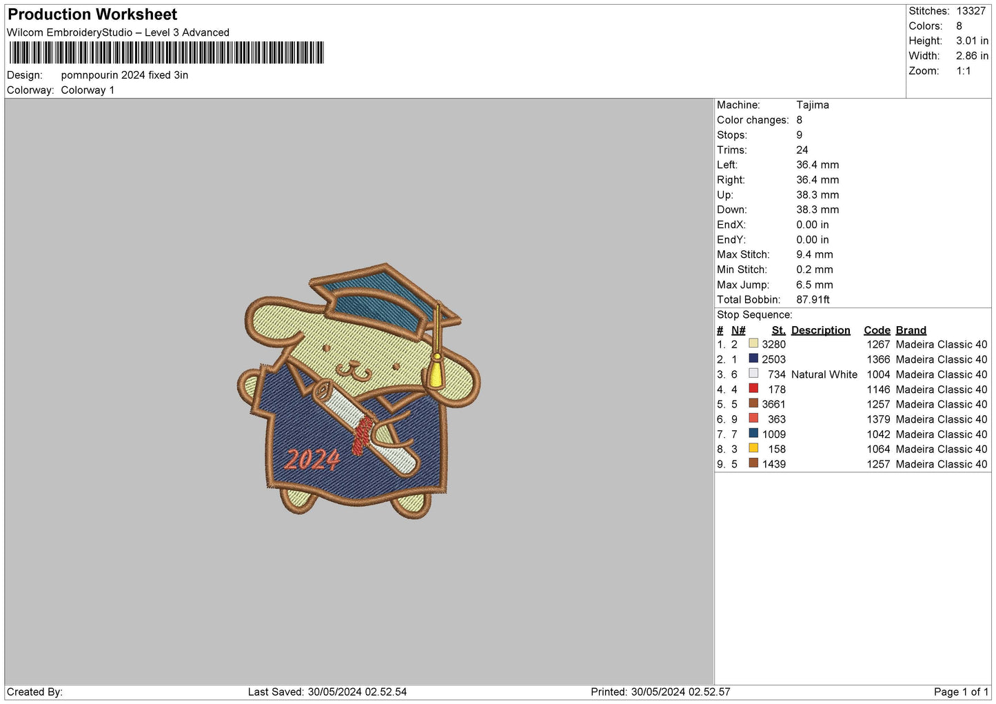 Rabbit2024 Embroidery File 6 sizes