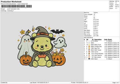 Poohghost 01 Embroidery File 6 sizes