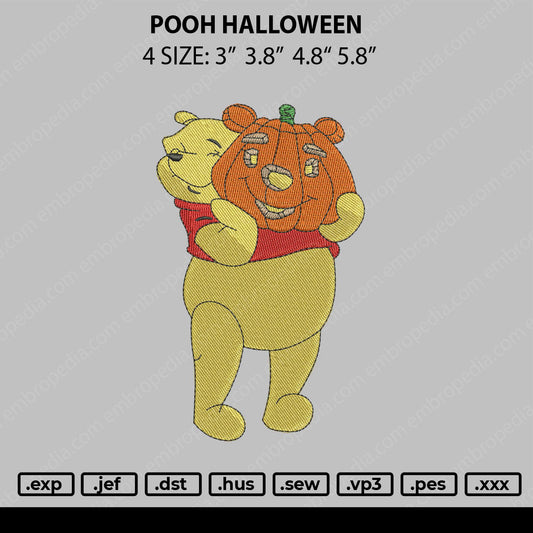 Pooh Halloween Embroidery File 4 size
