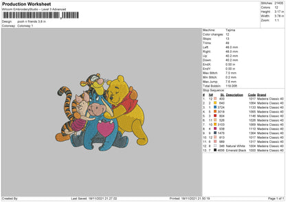 Pooh N Friends Embroidery File 4 size