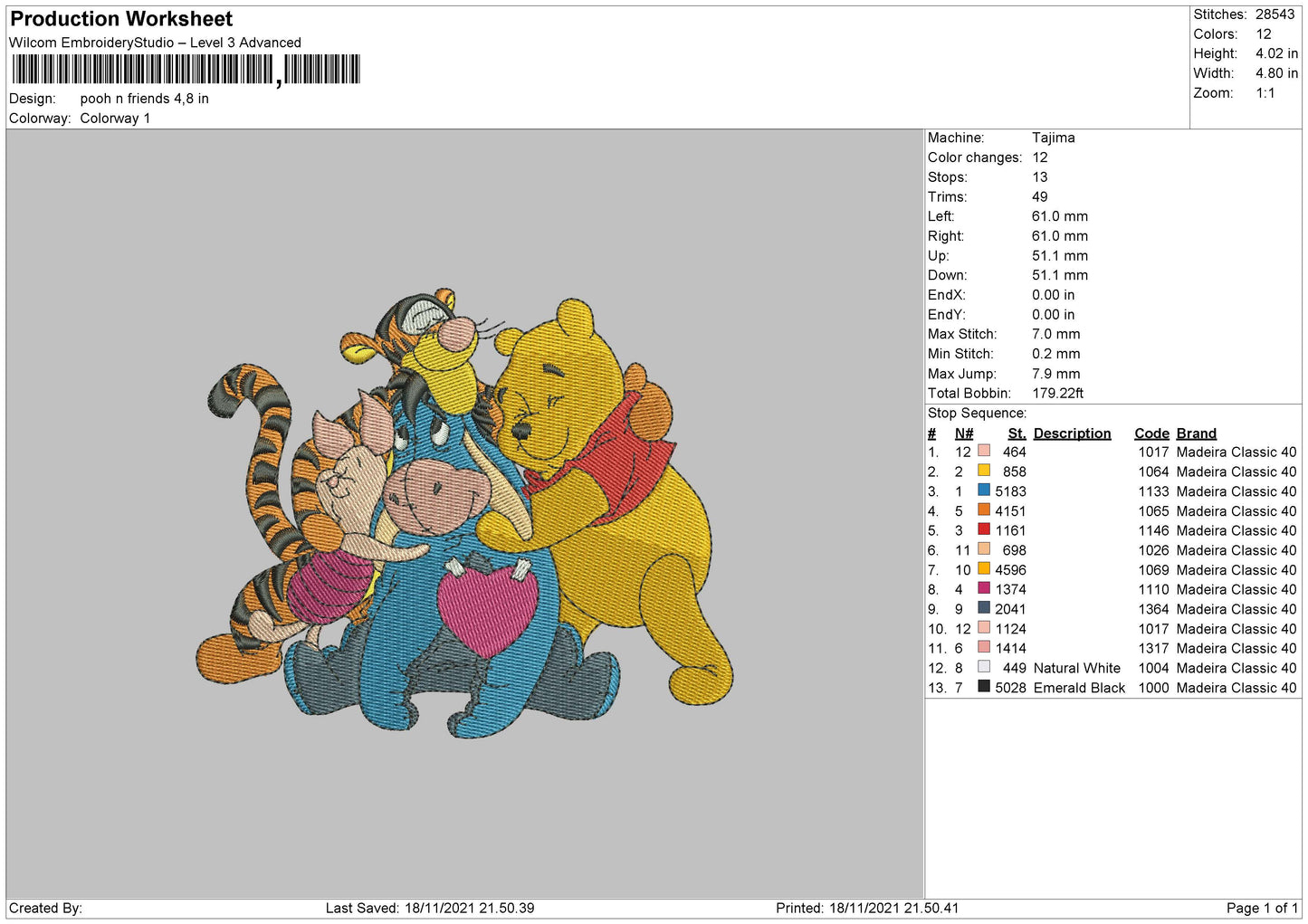 Pooh N Friends Embroidery File 4 size