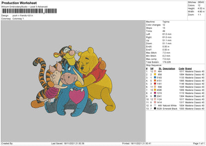 Pooh N Friends Embroidery File 4 size
