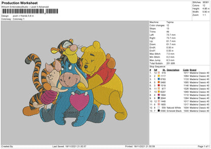 Pooh N Friends Embroidery File 4 size