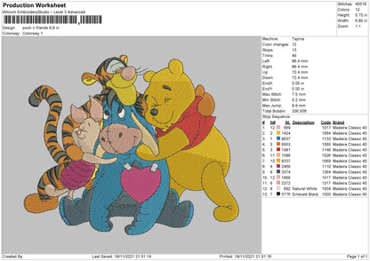 Pooh N Friends Embroidery File 4 size