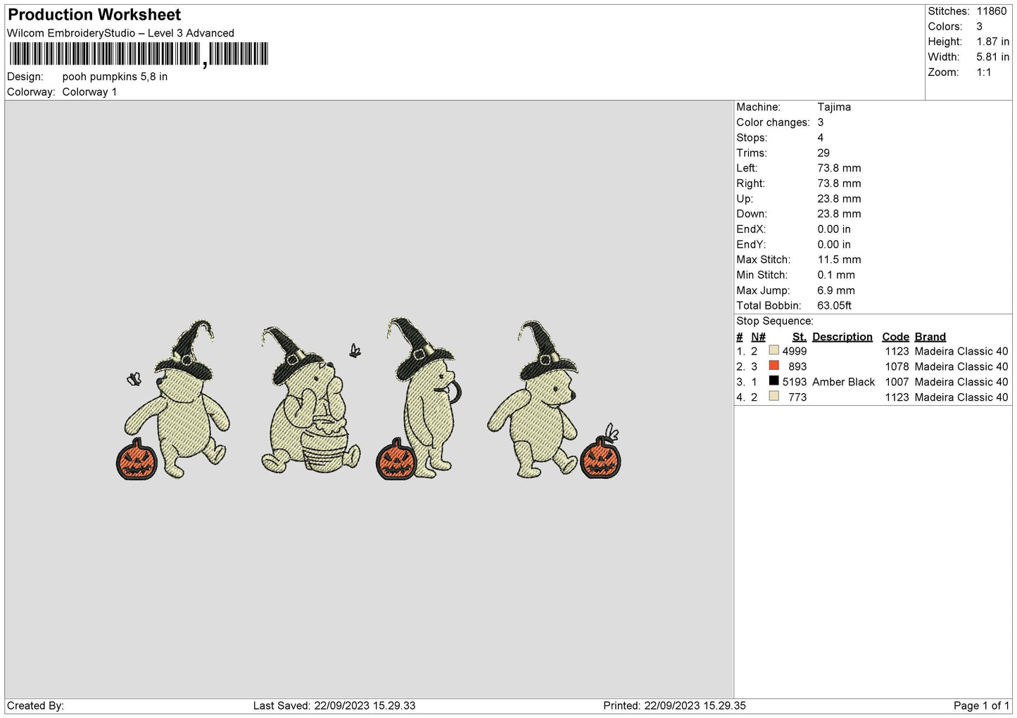 Pooh Pumpkins Embroiery File 6 sizes