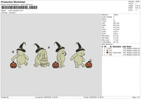 Pooh Pumpkins Embroiery File 6 sizes