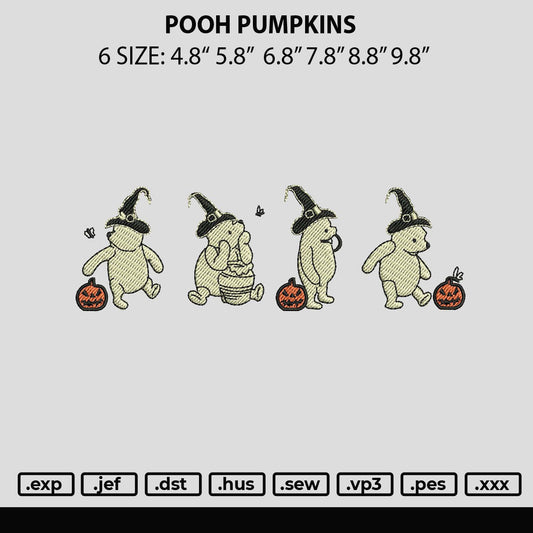 Pooh Pumpkins Embroiery File 6 sizes