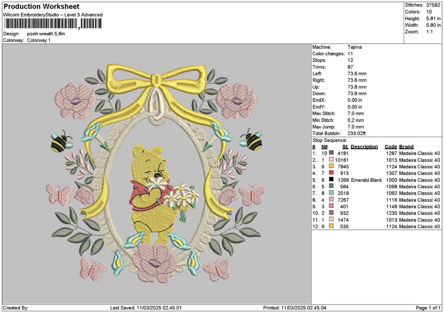 Poohflowers Embroidery File 6 sizes