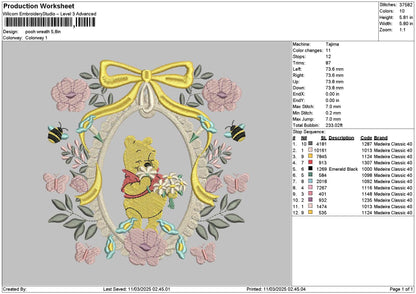Poohflowers Embroidery File 6 sizes
