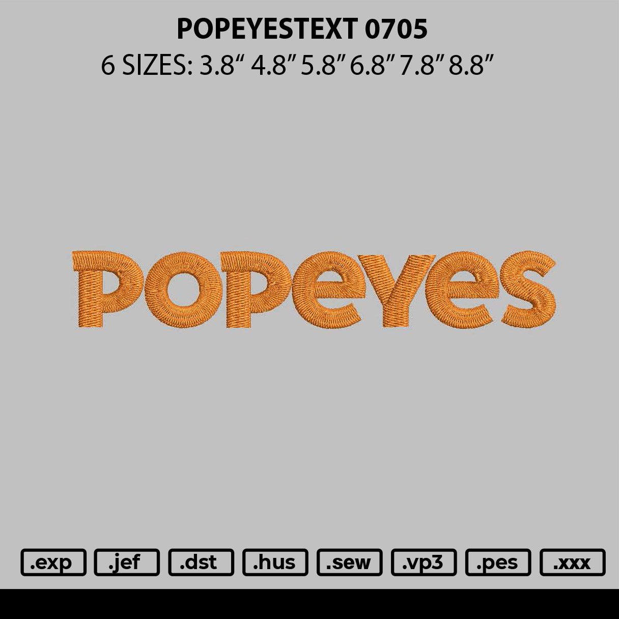 Popeyestext 0705 Embroidery File 6 sizes