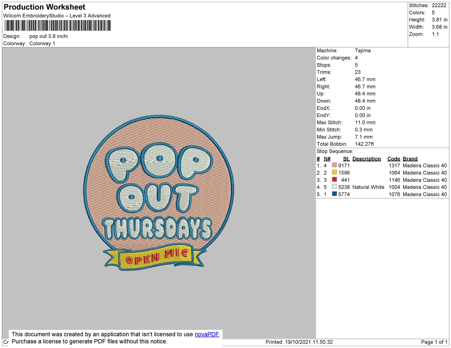 Pop Out Embroidery File 4 size