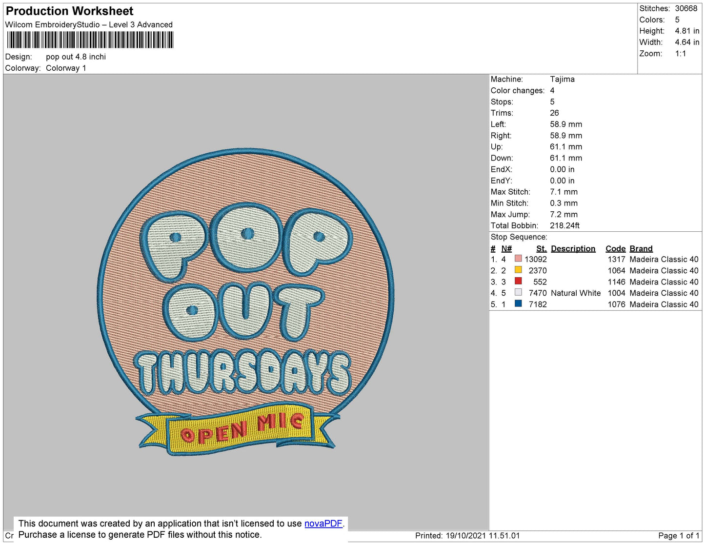 Pop Out Embroidery File 4 size
