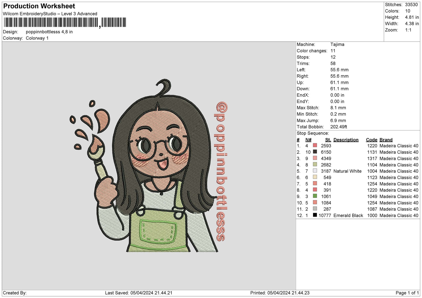 Poppintext Embroidery File 6 sizes